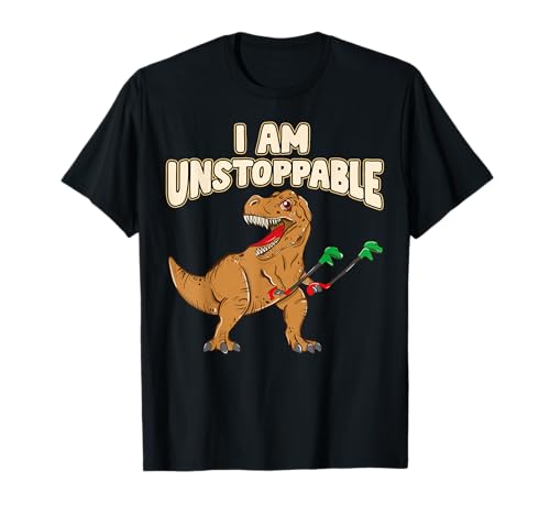 I Am Unstoppable TRex Funny Short Dinosaur Arms Joke Camiseta