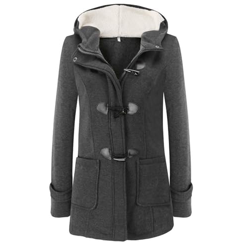 uxxnjfg Chaqueta Mujer Invierno Polar Forro Abrigos De Invierno para Mujer Tallas Grandes Otoño Chaqueta con Capucha Termica Cremallera Parka Sudadera Elegante Ropa(Gris Oscuro,XXL)