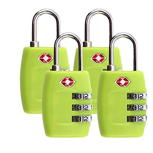 TSA Equipaje Locks (4pack)  3 dígitos combinación candados  aprobado viaje cerradura para maletas y equipaje