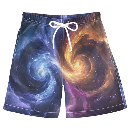 Blue Yellow Galaxy Swim Trunks for 8-12 Years Swim Beach Shorts Kids Swimwear Board Shorts Bathing Suit Hawaii Essentials