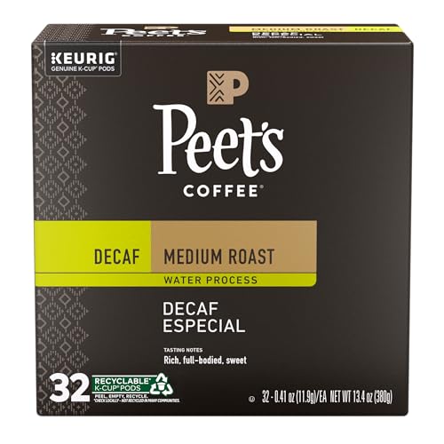 Peet's Coffee, Dark Roast Decaf Single Serve Coffee Pods - Decaf House Blend 32 Count (1 Box of 32...