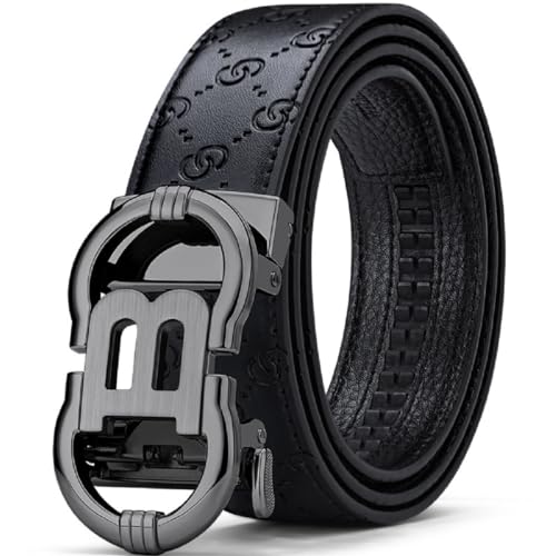 VANNANBA Designer Ratchet Belt for Men Leather Casual Fashion Sliding Removable Dress Adjustable Automatic Buckle