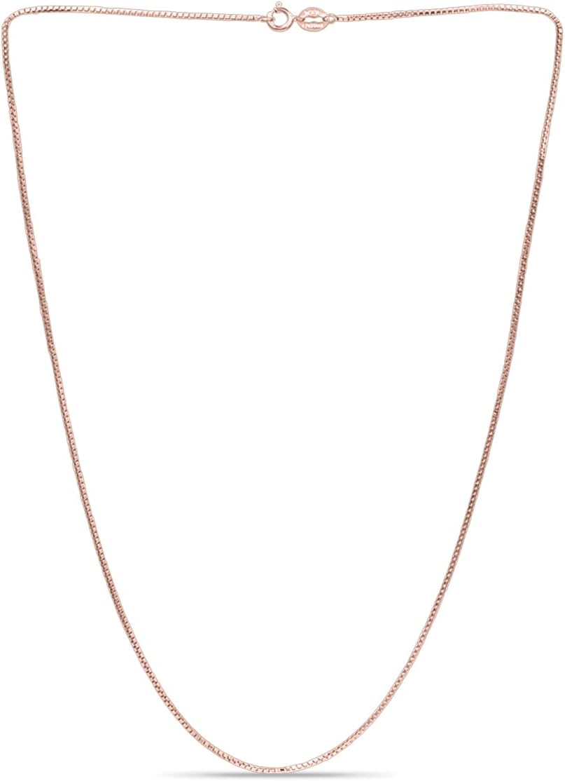 SEA OF ICE Chain Necklace 925 Sterling Silver with Ring Clasp Closure, Italian Box Necklace Chain Necklace for Women & Men, Available in Gold, Rose Gold, Silver, and Black Rhodium, Multisize