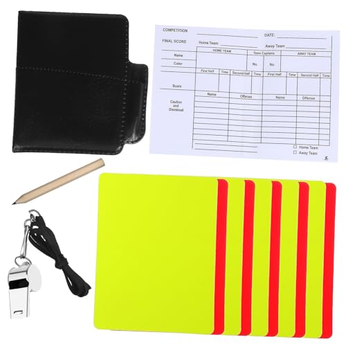 NAMOARLY Sports Referee Kit Red Yellow Cards Whistle Score Sheet Wallet Pencil Game Management Tools