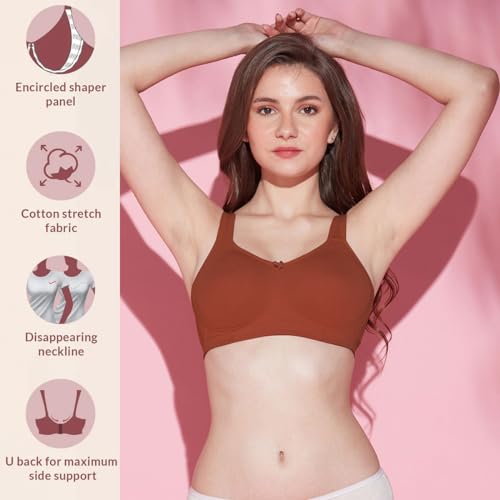 Image of NYKD NYB169 Cotton Non Padded Non Wired Encircled Shaping Bra Full Coverage Side Lift (Plus