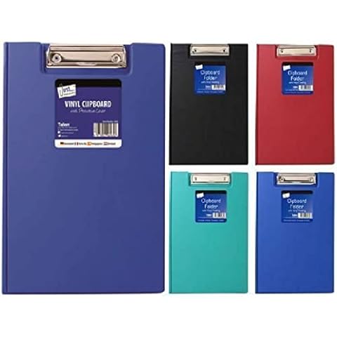 A4 Vinyl Clipboard - Fold Over Cover File Holder Folder Wallet Clip Board Strong (Random Colour) Cover