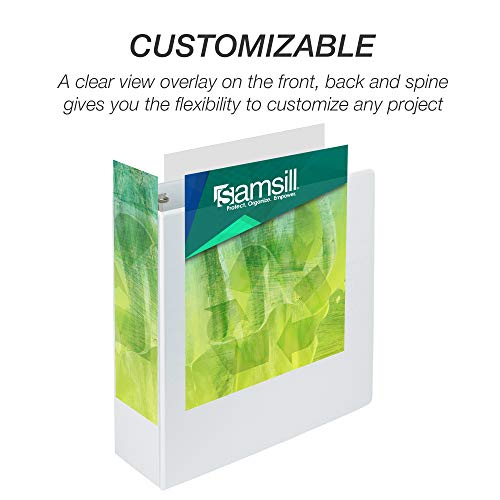 Image of Samsill Plant-Based 4 Inch Durable Round Ring, View Binder, Eco-Friendly, USDA Certified Biobased, 4 Pack, White