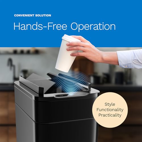 Image of hOmeLabs - 13 Gallon Kitchen Trash Can Matte Black
