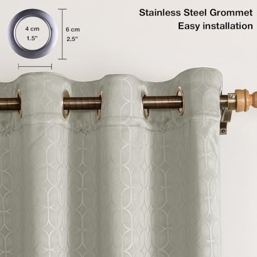 Image of HOMEMONDE 100% True Blackout Curtains 6 Feet Window - Set of 2 Curtains| Embossed Design | Light Block Thermal Insulated & Noise Reducing Room Darkening Curtains (Off White, 72Inch)