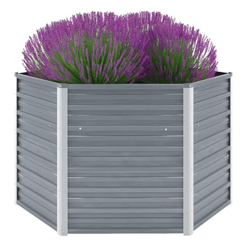 vidaXL Hochbeet Verzinkter Stahl 129x129x77cm Grau Gartenbeet Frühbeet Garten