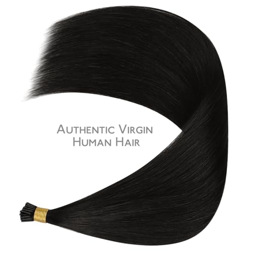 Image of WENNALIFE I Tip Hair Extensions Human Hair, 50g 50s 18 Inch Natural Black Remy Itip Human Hair Extensions Invisible Itips Straight I Tips Fusion Extensions Real Human Hair