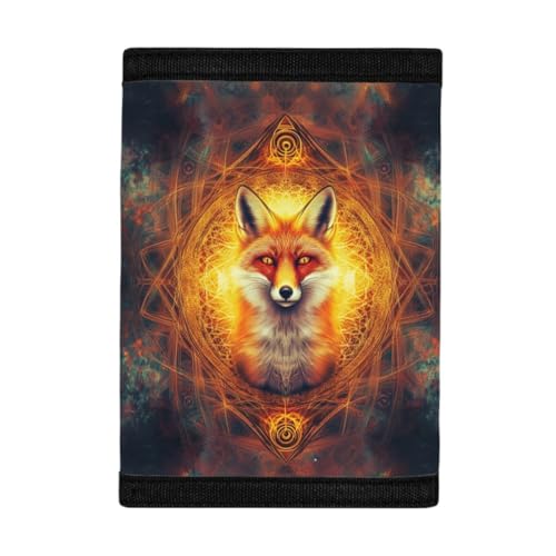 GLUDEAR Girl Boy Cool Wolf Wallet Trifold Kids Wallet Coin Pocket Card Holders Wallet Money Organizer,Moon Mandala Fox