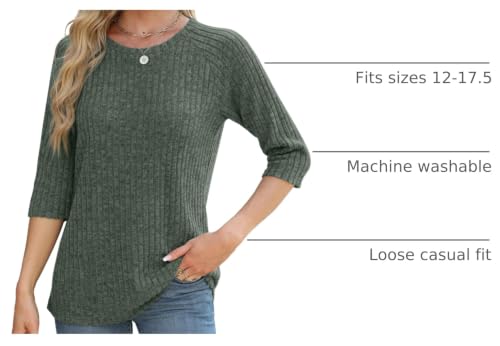 Image of JomeDesign Sweaters for Women 3 /4 Sleeve Shirts Crew Neck Sweatshirts Loose Casual Blouses Fashion Tops