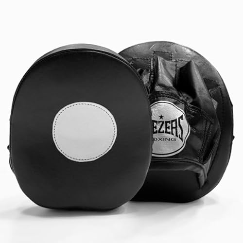 Geezers Elite Pro Cuban Mini Pads – Genuine Leather, Curved Pinched Strike Area, Lightweight, Ideal for Accuracy & Speed Training (Black)