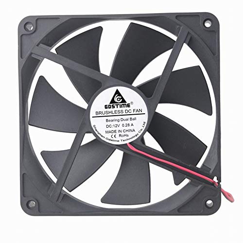 GDSTIME 12V Cooling Fan 1425, 140mm x 25mm Dual Ball Bearings Brushless Cooler Fan