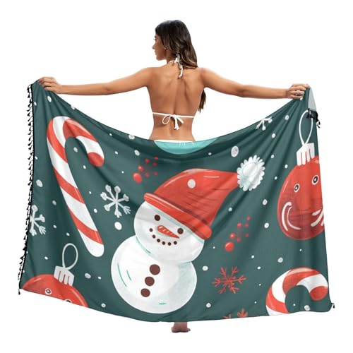 RPLIFE Pareo de dibujos animados de Doodles of Australia, pareo para mujer, traje de baño largo, borlas de pareo, cubierta de piscina para mujer, Adorables tazas de cacao, Large