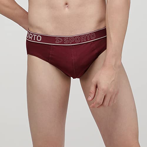 Image of sporto Men's Solid Cotton Brief with Soft Elastic Waistband (Pack of 3) Black
