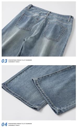 Men's Summer Ultra-Thin Baggy Jeans Classics Vintage Trousers Lyocell Soft Straight Wide Denim Pants3