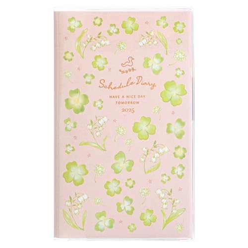 クツワ 手帳 カラーインデックス手帳 2025年 スリム薄型 マンスリー クローバーとすずらん 101SHB 2024年 12月始まり