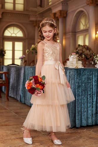 Grace Karin CL2772A24-02_10Y@#HLFYLD Girls Sequin Tulle Dress One Shoulder Formal Party Holiday Maxi Dress thumb #6