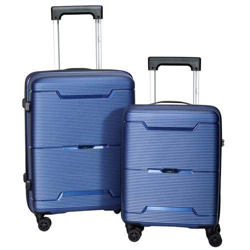 Luggage Sets 2 Piece, Suitcases With Wheels, Lightweight Travel Luggage Set With TSA Lock, PP Carry On Suitcase Set, Blue