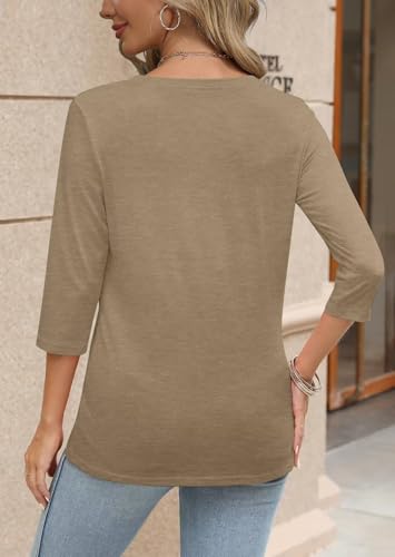 Bliwov 3Pack Womens Fall Tops V Neck 3/4 Sleeve Outfits Loose Fit Soft Clothes Business Casual Beach Oversize Trendy T Shirts4