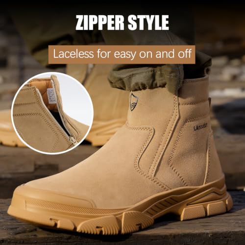 GLANOUDUN Zipper Steel Toe Boots