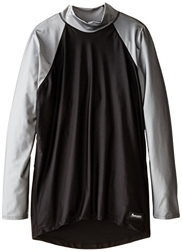 Aeroskin Nylon Long Sleeve Rash Guard with Color Accent, Black/Silver, Medium