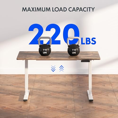 Image of FLEXISPOT E6 3-Stage Dual Motor Electric Standing Desk 48 x 30 Sit Stand Up Desk, Holds 220 lbs, Adjustable Height w /Memory Presets, One-Piece Special Walnut Desktop & White Frame, Ships in 2 Boxes