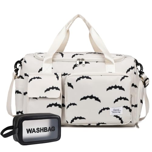Image of Small Gym Bag for Women, Travel Duffle Bag Carry On Weekender Bag with Shoe Compartment