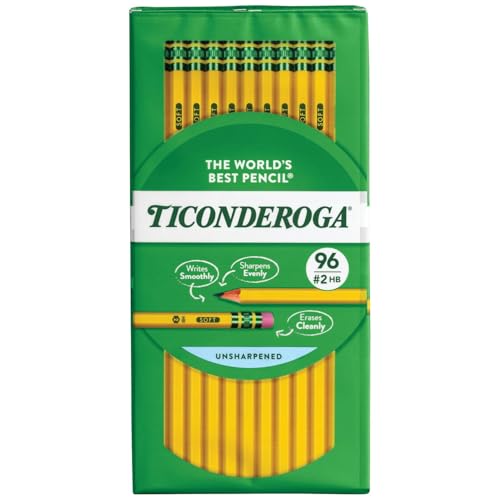 Dixon Ticonderoga Wood-Cased #2 HB Pencils, Box of 96, Yellow