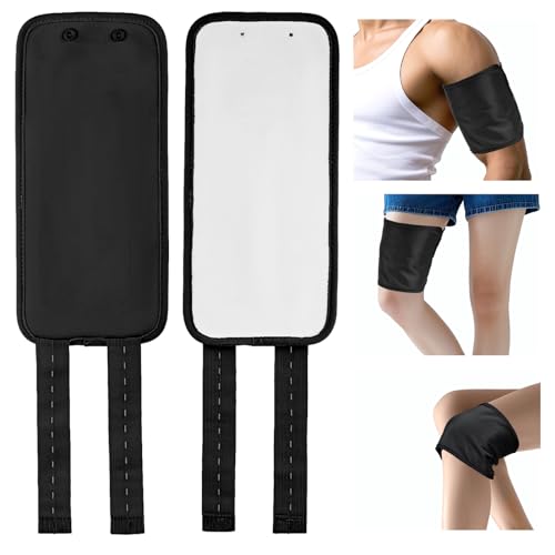 Ptwola 2 Pcs Castor Oil Pack Wrap Leakproof Caster Oils Compress Pads with Adjustable Elastic Shoulder Straps Reusable Essential Leg Care Pack for Men Women Elbow Hand Arm Thigh Leg Knee(Black)