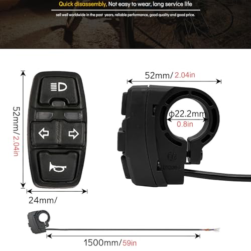 Universal Ebike Light and Horn Switch Turn Signal Switch 3 3-in-1 switch DK336 - Picture 3 of 13
