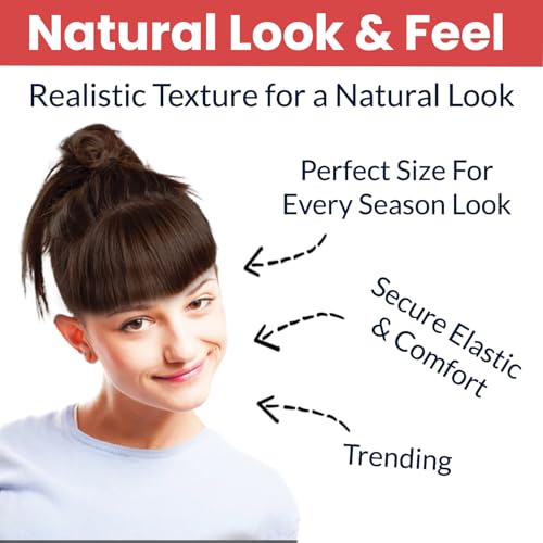 Image of Temperia Front Bangs Hair Extensions for Women - Curtain Fake Bangs Hair Clip - Artificial Front Hair Patch - Fringes Hair Extensions - Hair Accessories for Women - Natural Brown - Pack of 1