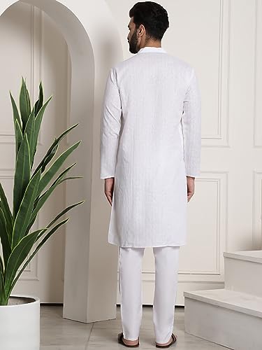 Image of SOJANYA (Since 1958 Men's Cotton Blend Checked Kurta and Churidar Pyjama Set