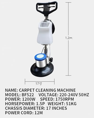Nettoyeur de tapis en profondeur 1200 W 1750 tr/min puissant pour la maison et l'hôtel avec câble d'alimentation de 12 m pour un nettoyage efficace