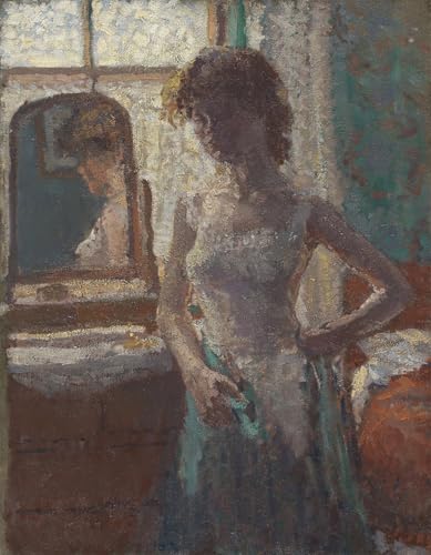 Tableaux portrait femme robe verte Spencer Frederick toile 60x90cm