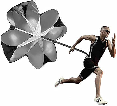 S&F Junction Running Speed Training 42" Parachute with Adjustable Strap, Free Carry Bag. Speed Chute Resistance Running Parachute for Kids Youth and Adults (Black, Pack of 1)