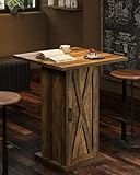 LITTLE TREE Bar Table with Storage Cabinet, 39.4" H Square High Top Pub Table, Wood Bistro Cocktail Table, Farmhouse Design with 3-Tier Cabinet for Pub, Bistro, Bar, Coffee, Dining Rustic Brown