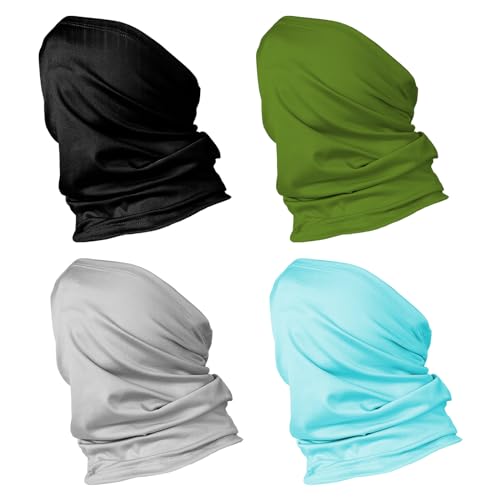 candyfouse 4Pack Multi-Purpose Seamless Neck Gaiter Face Mask for Men and Women, Bandana, Rave Cover, Scarf, Balaclava, Headband, Head Wrap, Headwear