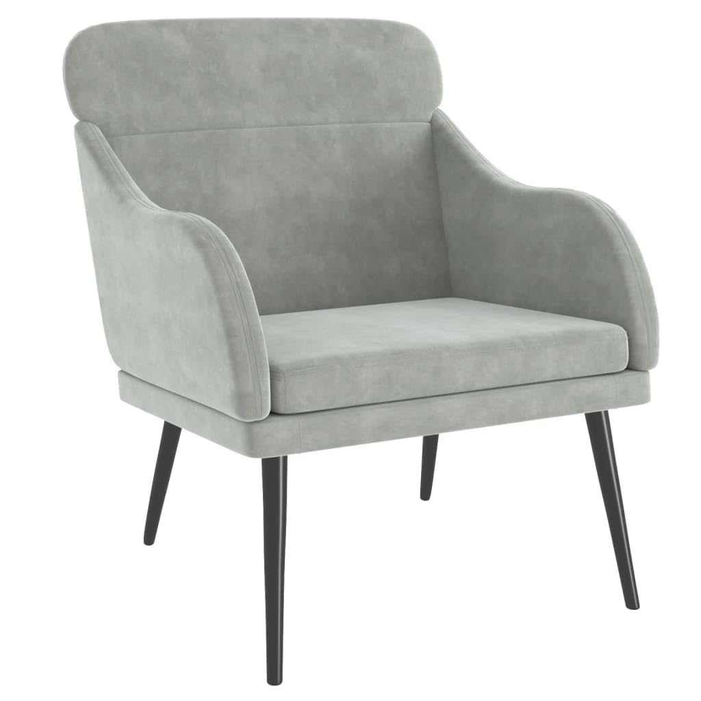 vidaXL Fotel, jasnoszary, 63x76x80 cm, obity aksamitem