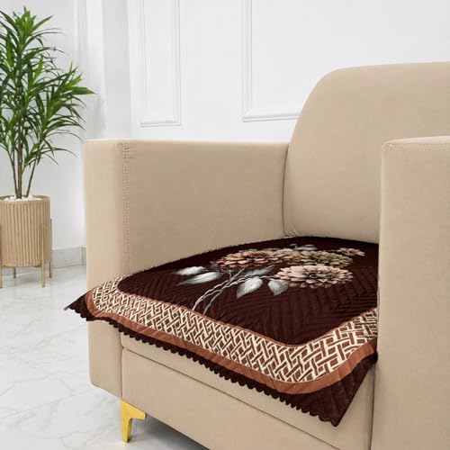 Image of Homerz 'Brooklyn Series' Premium Sofa Cover | Quilted Floral Design | Non-Slip Washable Sofa Protector | Soft Anti Slip Fabric (Brown, 1 Seater, Only Seat Cover)