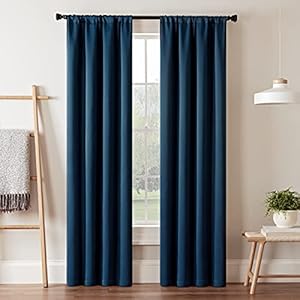 ECLIPSE Blackout Curtains for Bedroom-Darrell 37″ x 63″ Insulated Darkening Single Panel Rod Pocket Window Treatment Living Room, Indigo