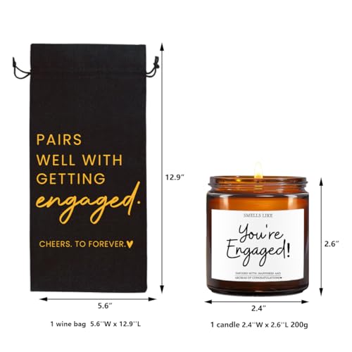 Image of FBCCZEY Engagement Gifts for Couples Her Engagement Party Decorations Gift for Couple Wine Bag Scented Candles Set Pairs Well with Getting Engaged Gifts To Forever Black Wine Bottle Bag