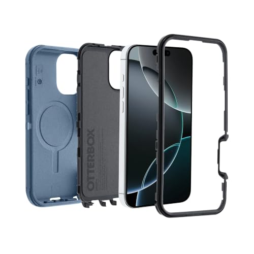 Image of OtterBox iPhone 16 Pro Max (Only) Defender Series MagSafe Case - Stonewash (Blue & Black) - Built-in Magnets - Screenless - Rugged & Durable - with Port Protection