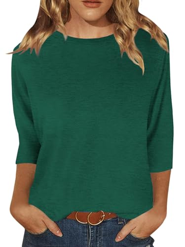 Image of JomeDesign Womens Tops 3 /4 Sleeve Shirts Round Neck Loose Casual Blouses Floral Print Tshirts