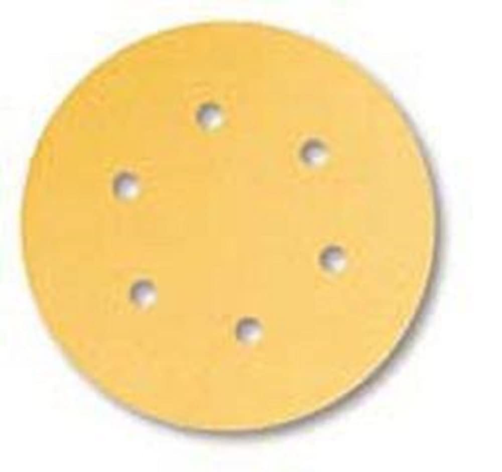 Mirka Gold Universal sandpaper Ø 150mm / self-adhesive / 6-hole / grit P180, 100 pcs / For sanding plaster, filler, chipboard, wood, varnish