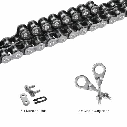 Image of DYC 420 Mini Bike Chain Kit - Front 42 & Rear 90 Link Roller Chain with Adjuster for Coleman CT200U /CT200U-EX /BT200X, Baja Warrior MB200 /MB165, Massimo, Predator 212 196cc /200cc 6.5HP (ATV /Dirt Bike)