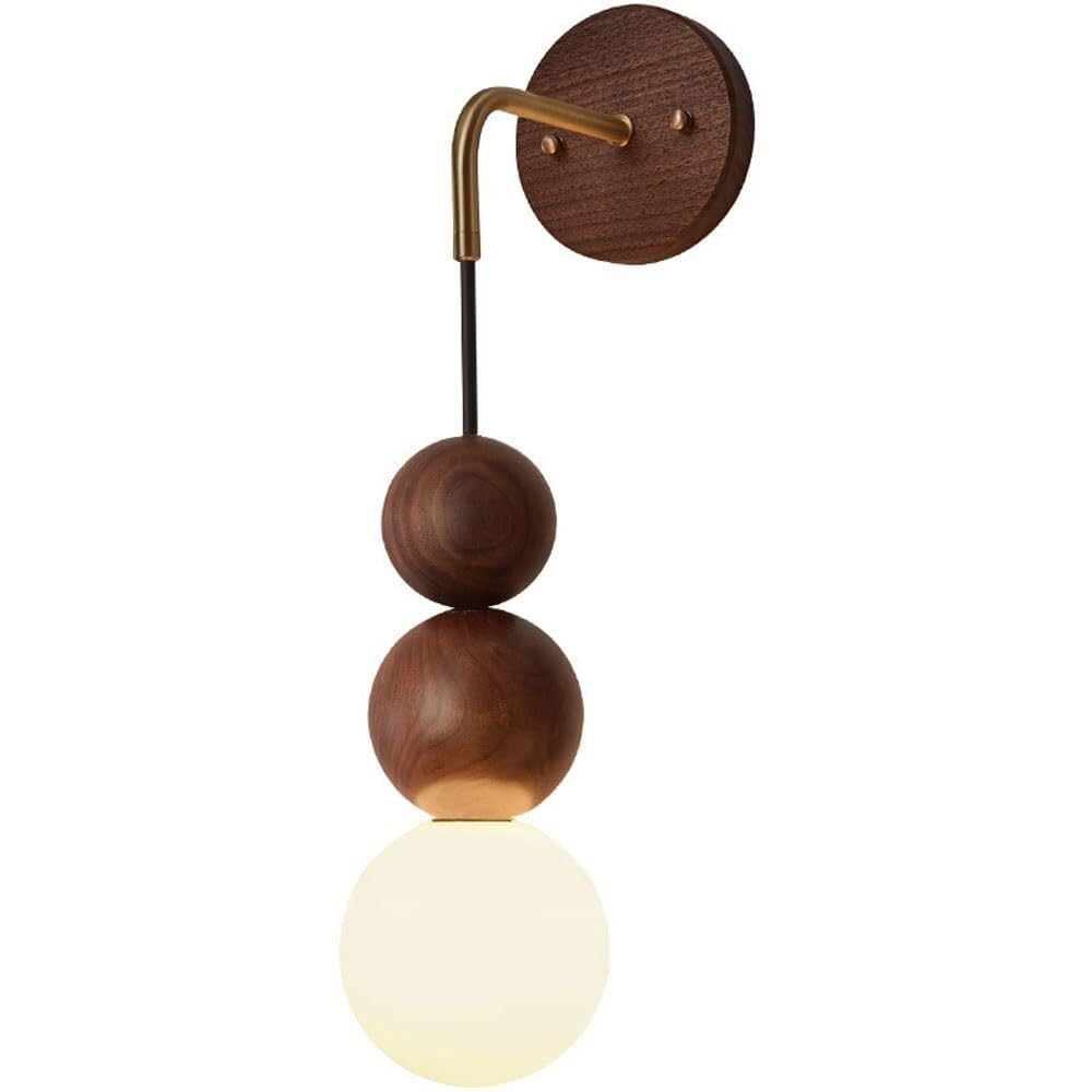 TONFON Japanese Wood Wall Lamp Mid Century Globe Wall Sconce Wabi Sabi Modern Vanity Wall Mounted Lamp for Bedroom Bedside Living Room Study Room Corridor Entryway Restaurant(A)