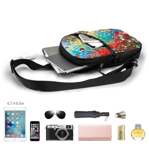 Colorful Spray Pattern (1) Print Men's and Women's Foldable Crossbody Bag,Sports Crossbody Bags,and Daily Chest Bags4